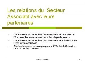 Les relations du Secteur Associatif avec leurs partenaires