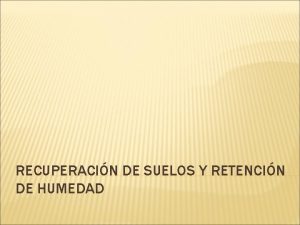 RECUPERACIN DE SUELOS Y RETENCIN DE HUMEDAD UNA