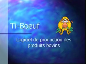 TiBoeuf Logiciel de production des produits bovins Logiciel TiBoeuf Logiciel de production des produits bovins Logiciel