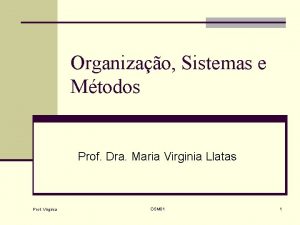 Organizao Sistemas e Mtodos Prof Dra Maria Virginia