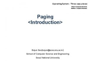 Operating system three easy pieces