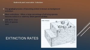 Biodiversity and Conservation Extinctions The gradual process of