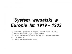 System wersalski w europie