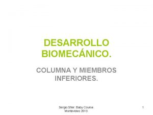 DESARROLLO BIOMECNICO COLUMNA Y MIEMBROS INFERIORES Sergio Sfeir