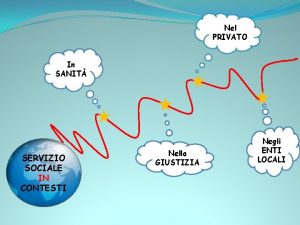 Nel PRIVATO In SANIT SERVIZIO SOCIALE IN CONTESTI