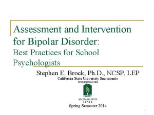 Assessment and Intervention for Bipolar Disorder Best Practices
