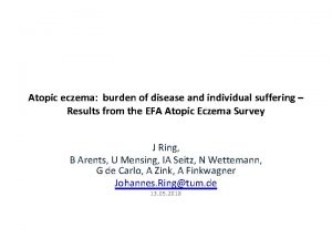 Atopic eczema burden of disease and individual suffering