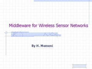 Middleware for Wireless Sensor Networks By H Momeni