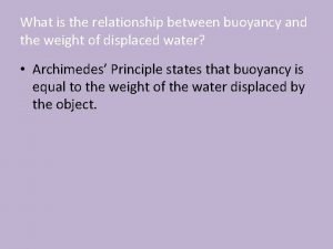 Relationship between buoyancy and density