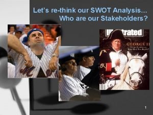 Lets rethink our SWOT Analysis Who are our