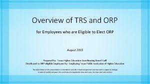 Trs or orp