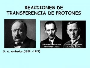 REACCIONES DE TRANSFERENCIA DE PROTONES S A Arrhenius