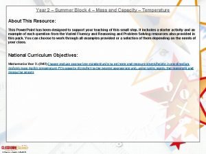 Year 2 Summer Block 4 Mass and Capacity