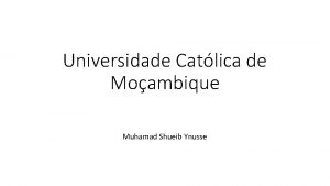 Universidade Catlica de Moambique Muhamad Shueib Ynusse Gerenciamento