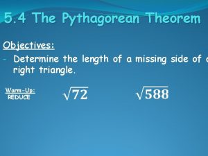 Pythagorean theorem objectives