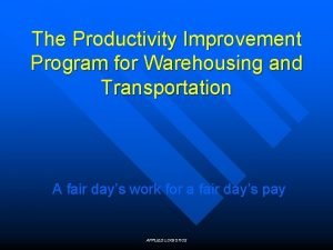 Productivity improvement program