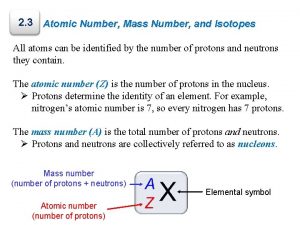 Atomic number mass number