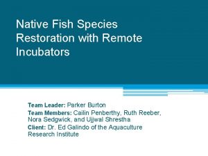 Native Fish Species Restoration with Remote Incubators Team