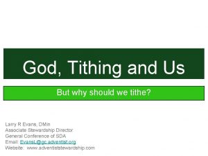 God Tithing and Us But why should we