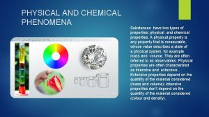 Physical and chemical phenomena