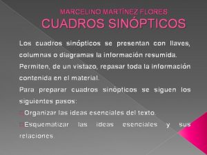 MARCELINO MARTNEZ FLORES CUADROS SINPTICOS Los cuadros sinpticos