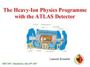 The HeavyIon Physics Programme with the ATLAS Detector The HeavyIon Physics Programme with the ATLAS Detector