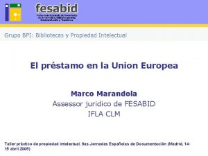 El prstamo en la Union Europea Marco Marandola