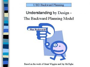 UBD Backward Planning Understanding by Design The Backward