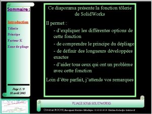 Sommaire diaporama Sommaire diaporama