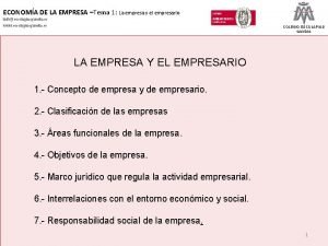 ECONOMA DE LA EMPRESA Tema 1 La empresa