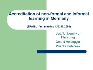 Accreditation of nonformal and informal learning in Germany