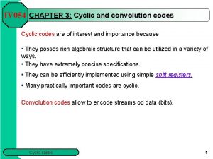 IV 054 CHAPTER 3 Cyclic and convolution codes