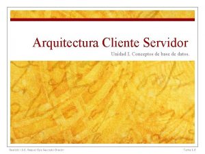 Arquitectura Cliente Servidor Unidad I Conceptos de base