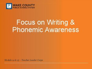 Focus on Writing Phonemic Awareness Module 14 15