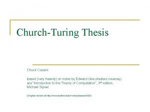Church turing hypothesis