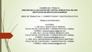 NOMBRE DEL TRABAJO ANLISIS DE LA VALUACIN DEL