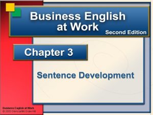 Business English at Work 2003 GlencoeMc GrawHill Sentence