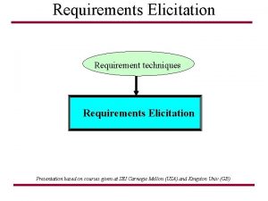 Requirements Elicitation Requirement techniques Requirements Elicitation Presentation based