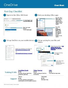 One Drive Cheat Sheet First Day Checklist 1