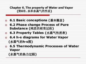 Chapter 6 The property of Water and Vapor