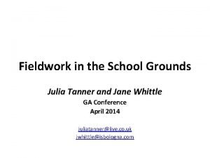 Fieldwork in the School Grounds Julia Tanner and