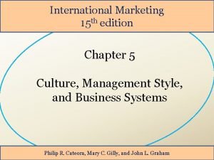 Culture management style and business systems