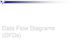 Data Flow Diagrams DFDs Data Flow Diagrams DFDs