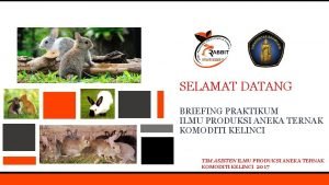 SELAMAT DATANG BRIEFING PRAKTIKUM ILMU PRODUKSI ANEKA TERNAK