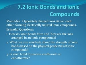 Oppositely charged ions attract each other forming a Oppositely charged ions attract each other forming a
