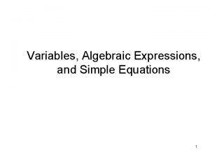 Simple algebraic equations