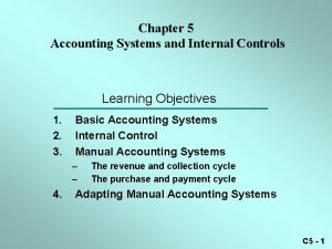 Chapter 5 Accounting Systems and Internal Controls Learning