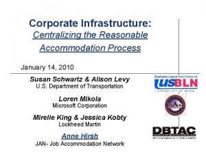 Corporate Infrastructure Centralizing the Reasonable Accommodation Process January