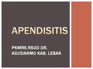 APENDISITIS PKMRS RSUD DR ADJIDARMO KAB LEBAK APA