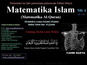 Presentasi ini dari penemuanpenemuan Fahmi Basya Matematika Islam